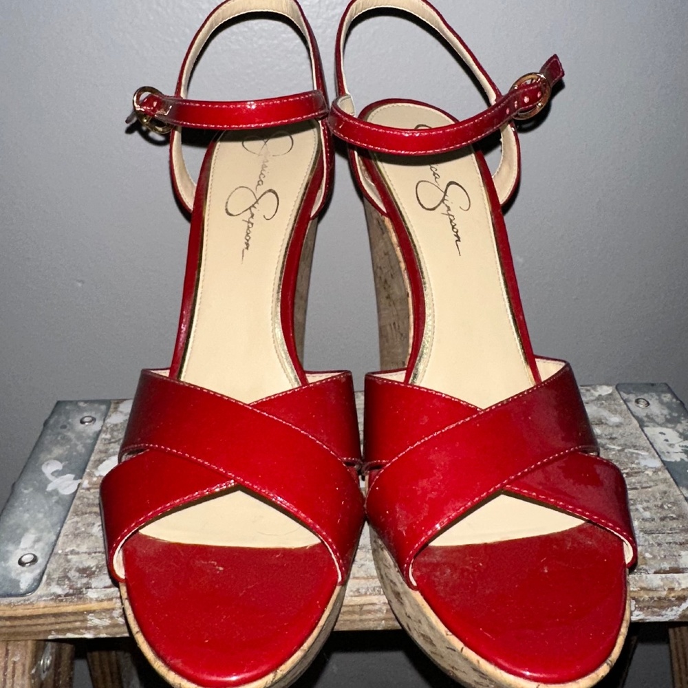 Pre-Owned Jessica Simpson Criss Cross Platform Wegde Sandal